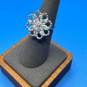 Sterling Silver 925 AAA CZ Flower Ring
